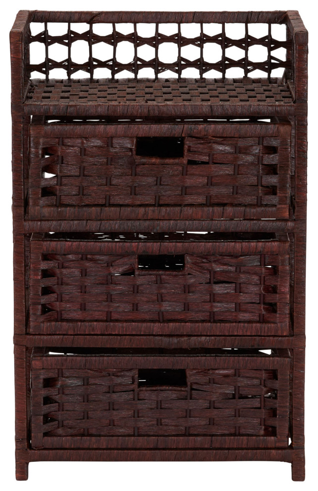 Woven 3 Drawer Chest With Cutout Handles   Beach Style   Accent Chests And Cabinets   by Organize It  Houzz