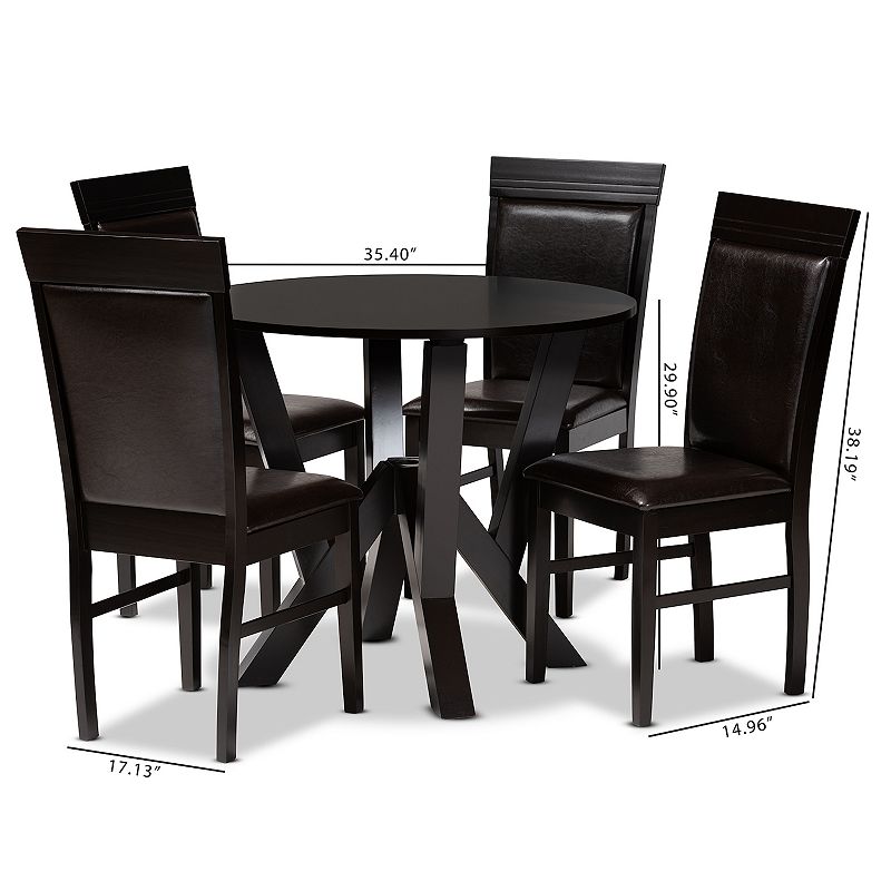 Baxton Studio Nada Dining Table and Chair 5-piece Set