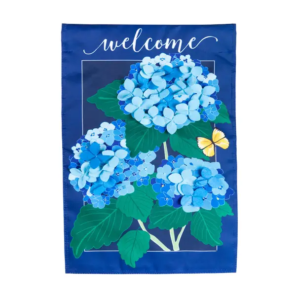 Evergreen Enterprises Applique Hydrangea Blossoms House Flag