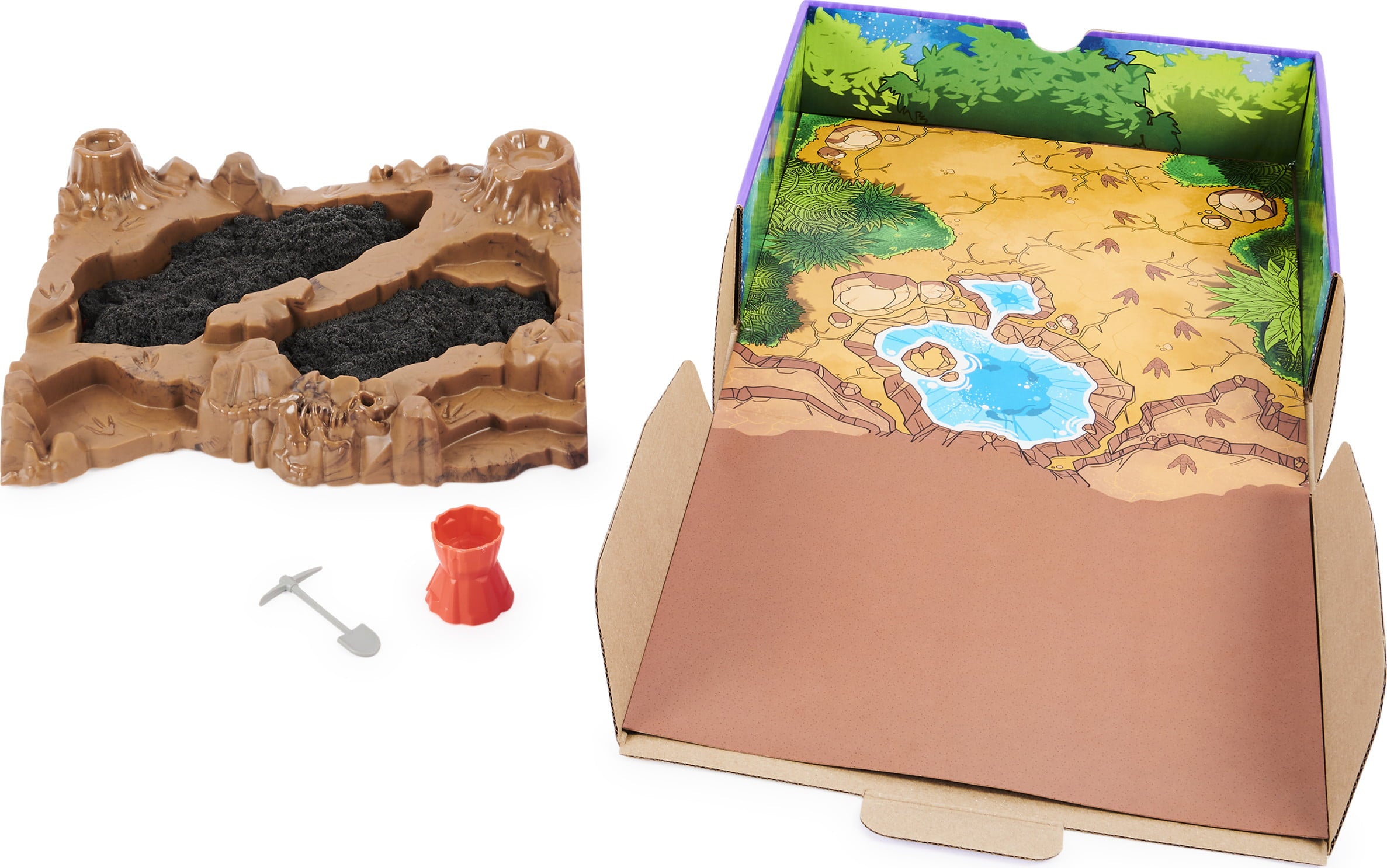 Kinetic Sand, Dino Dig Playset with 10 Hidden Dinosaur Bones, Play Sand Sensory Toys for Kids Aged 6 and up