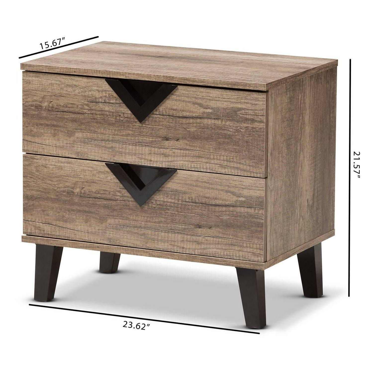 Baxton Studio Swanson Light Brown Wood 2-Drawer Nightstand