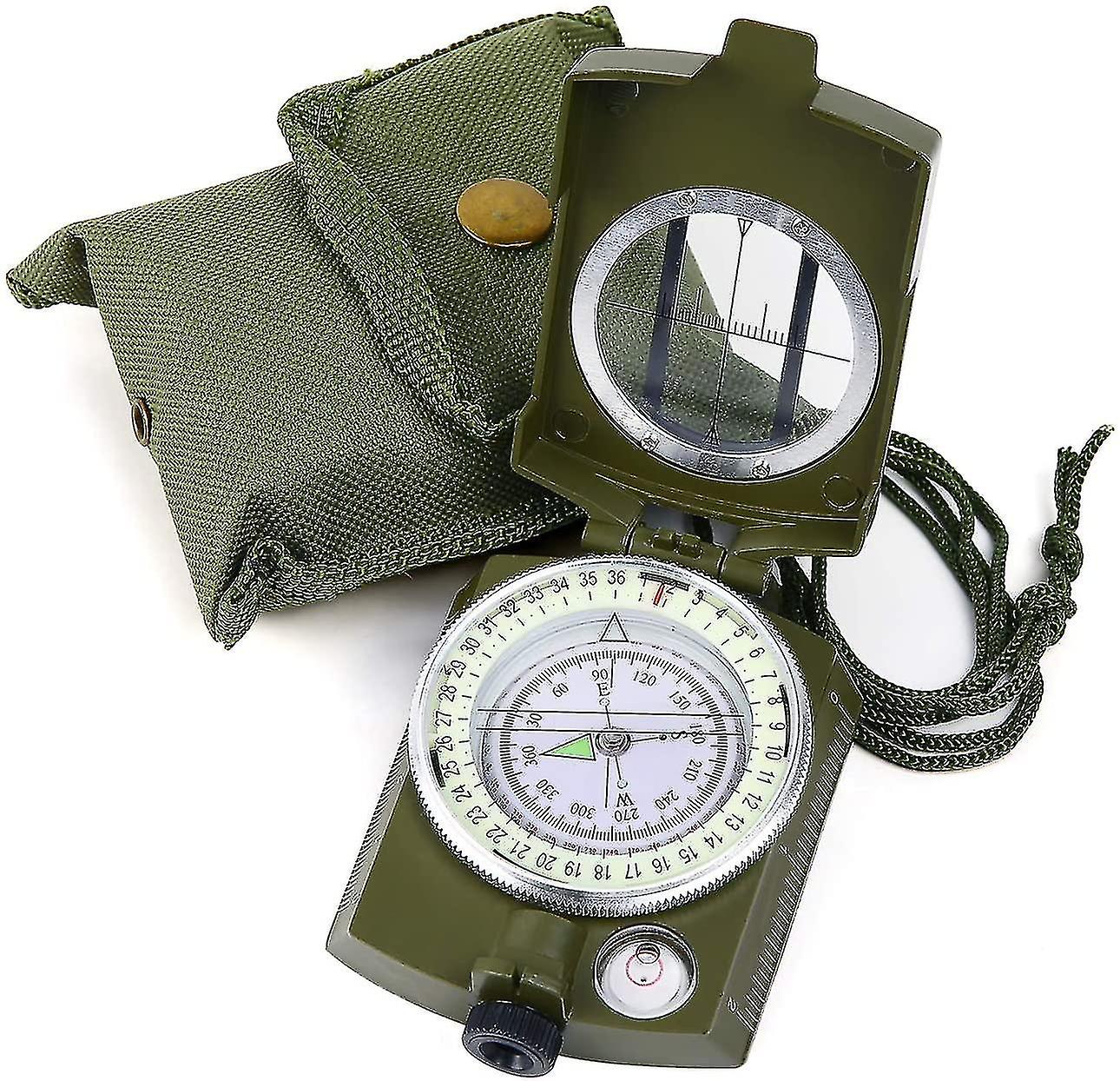 Lensatic Sighting Compass， Backpacking Survival Compass With Carry Bag