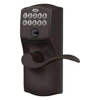 Schlage Camelot Aged Bronze Keypad Door Lock with Accent Handle and Flex Lock FE595 V CAM 716 ACC