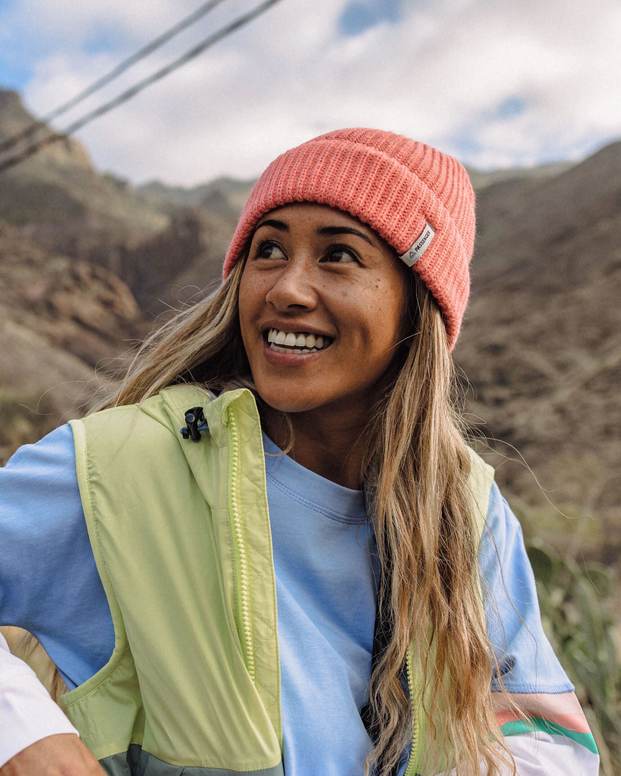 Compass Recycled Beanie - Shell Pink