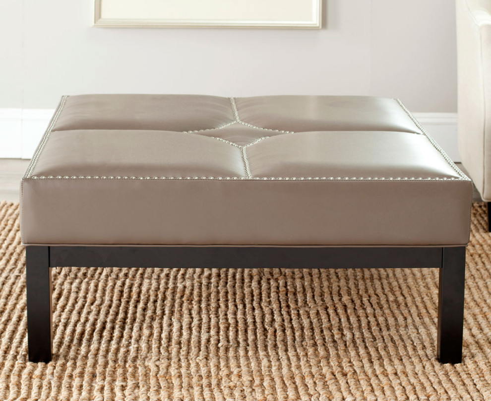 Viola Cocktail Ottoman Silver Nail Heads Clay   Transitional   Footstools And Ottomans   by AED Luxury Home Decor  Houzz