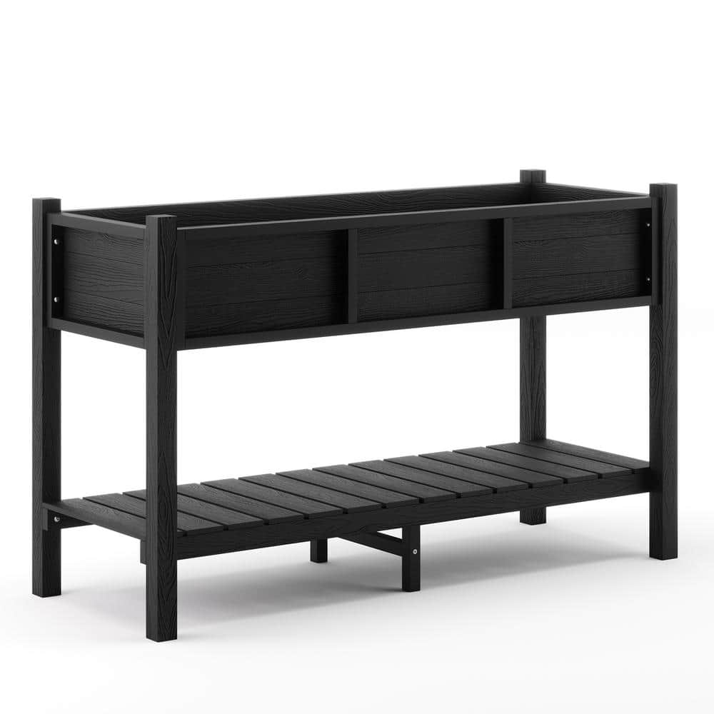 LUE BONA Raised Garden Bed， Elevated Wood Planter Box Stand for Backyard， Patio， Balcony-Black DPTHD23002-2