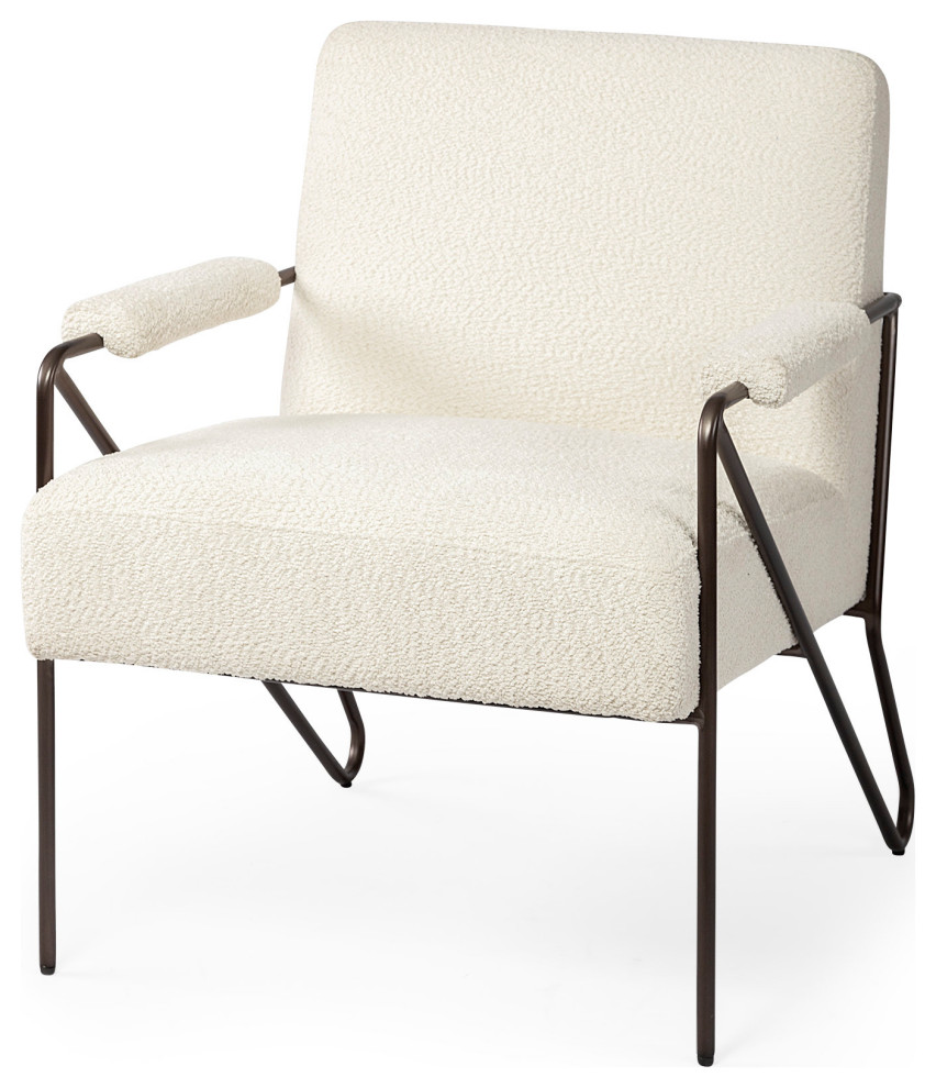 Vicunya Cream Fabric w/ Dark Gray Metal Frame Accent Chair   Midcentury   Armchairs And Accent Chairs   by Mercana  Houzz