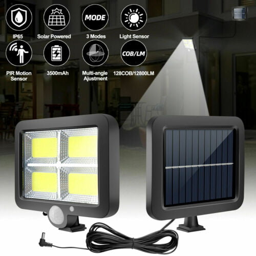 Kqiang 128 Cob Led Solar Pir Motion Sensor Wall Light Lighting Outdoor Garden Yard Lamp