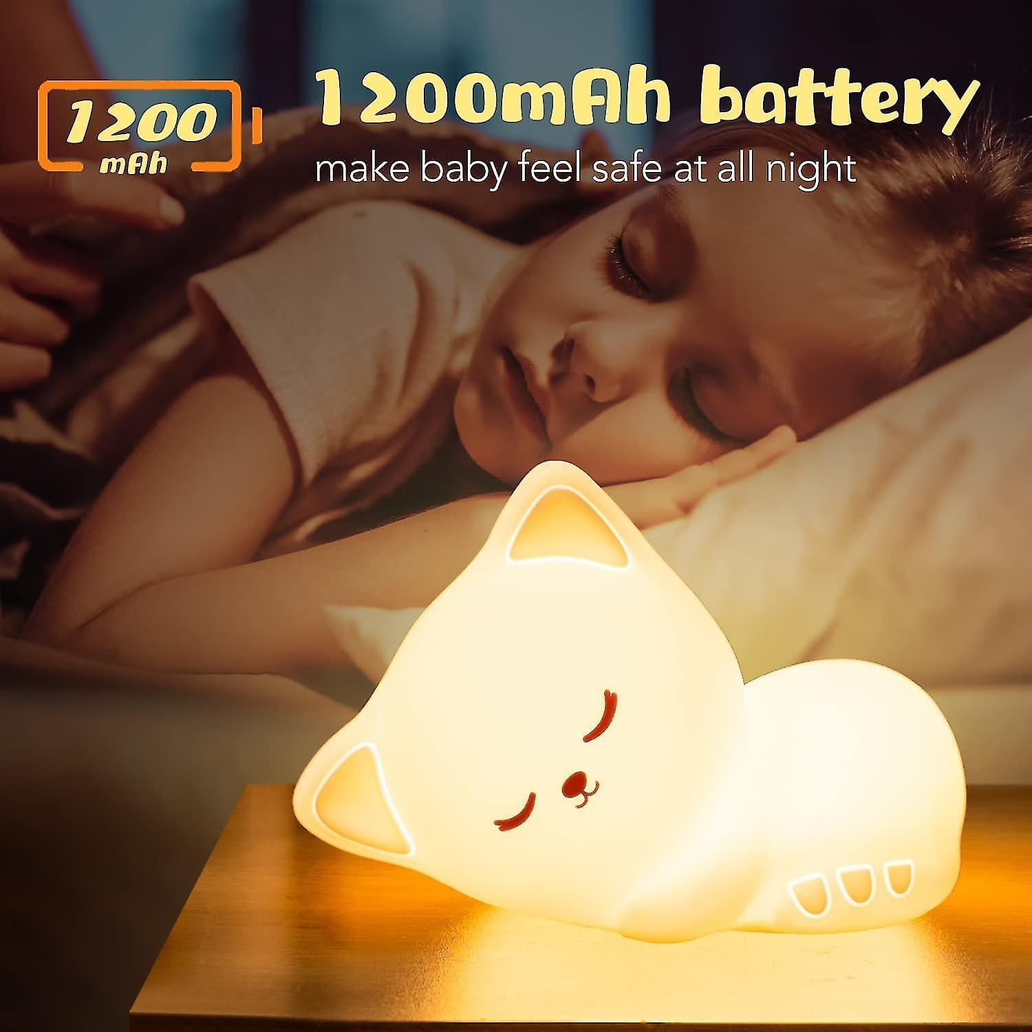 Baby Night Light Kawaii Kids Night Light Decor Girl Bedroom， 16 Colors Cat Night Light Baby Night Light Kids Bedside Lamp， Baby Night Light Cat Night