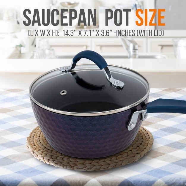 Nutrichef Saucepan Pot With Lid Non stick 1 7 Quart