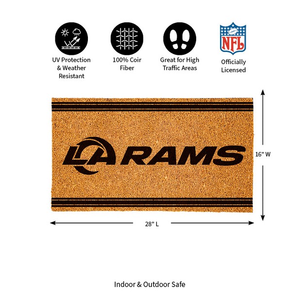 Evergreen Los Angeles Rams Logo Turf Mat Brown 28 X 16 Inches Indoor Outdoor Doormat