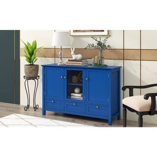 Tileon 44.9 in. W x 14.8 in. W x 31.1 in. H in Blue MDF Ready to Assemble Kitchen Cabinet with Solid Wood Legs AYBSZHD570