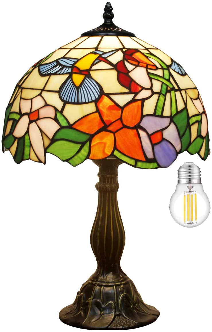 SHADY Tiffany Lamp Stained Glass Lamp Hummingbird Style Bedside Table Lamp Desk Reading Light 12X12X18 Inches Decor Bedroom Living Room Home Office S101 Series