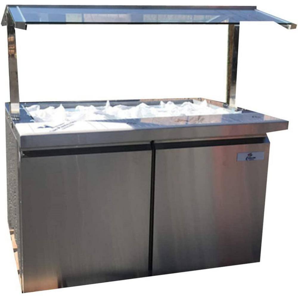 Cooler Depot 47 in. W 14 cu. ft. Commercial Auto Frost Upright Salad Buffet Refrigerator Table in Stainless DXXSCLM248