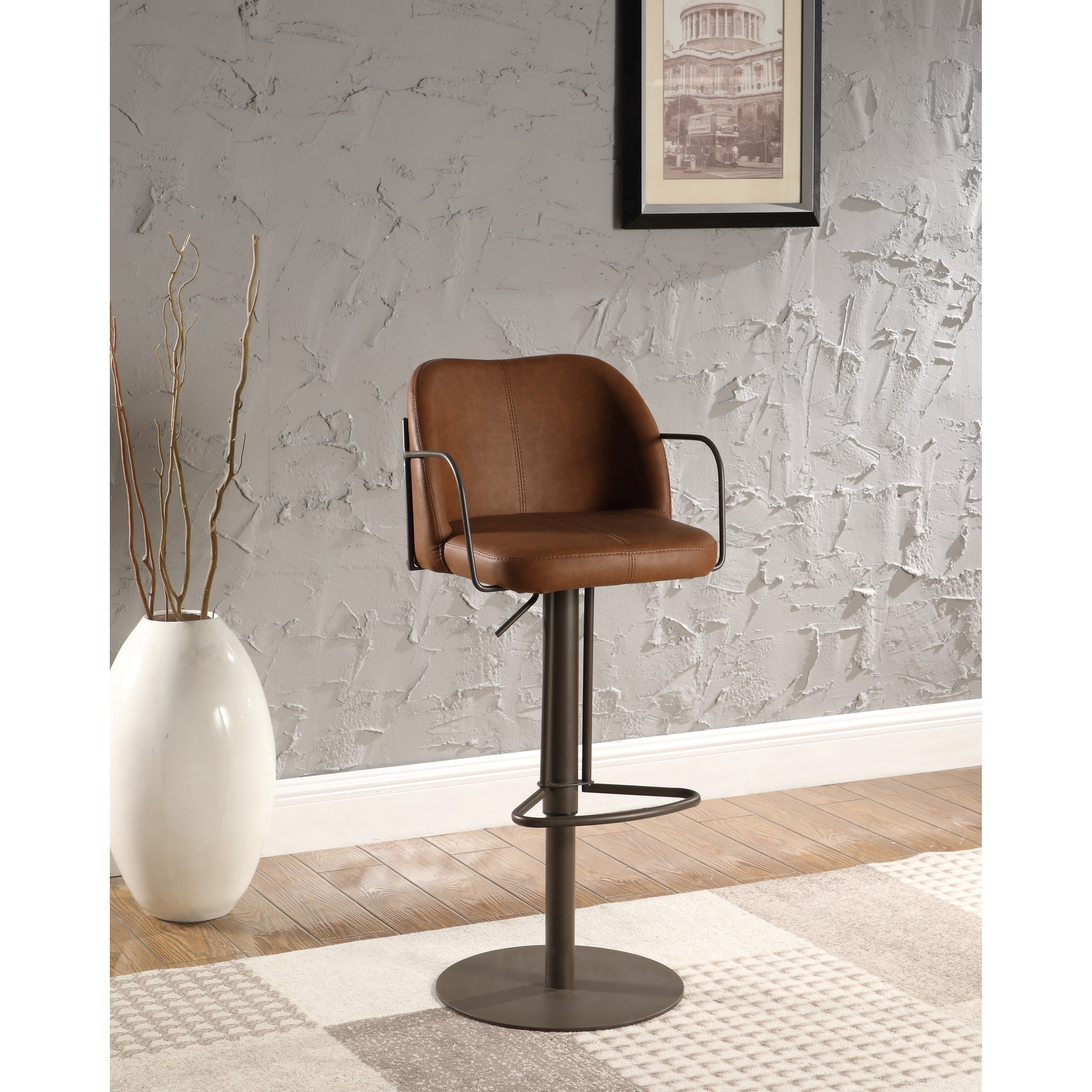 Somette Modern Pneumatic-Adjustable Stool with Matte Brown Finish - Adjustable