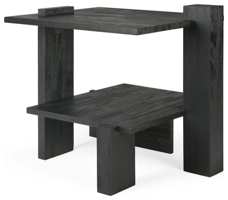 Black Teak Architectural Side Table  OROA Abstract   Transitional   Side Tables And End Tables   by Oroa   Distinctive Furniture  Houzz