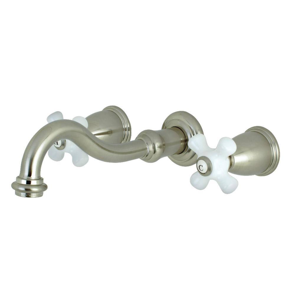 Kingston Brass Vintage 2-Handle Wall Mount Bathroom Faucet in Brushed Nickel HKS3128PX