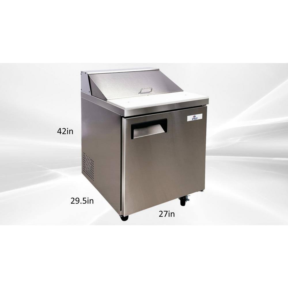 Cooler Depot 27.5 in. W 5.7 cu. ft. Commercial Food Prep Table Refrigerator in Stainless Steel dxxscl1