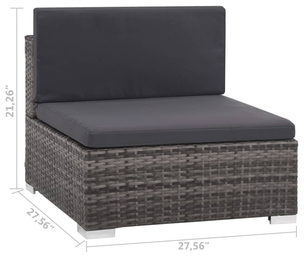 vidaXLPatio Sofa Set Sectional Sofa Outdoor Furniture 8 Piece Poly Rattan Gray   Tropical   Outdoor Lounge Sets   by vidaXL LLC  Houzz