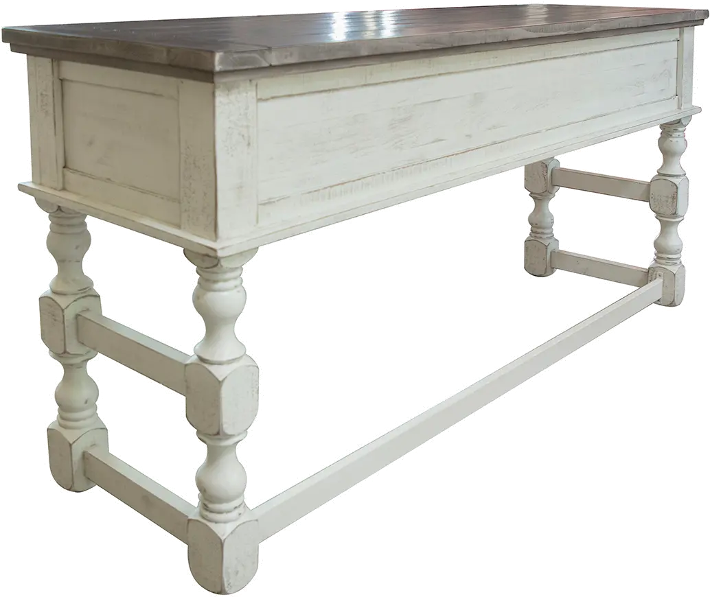 Stone White Wash Console Table with 3 Stools