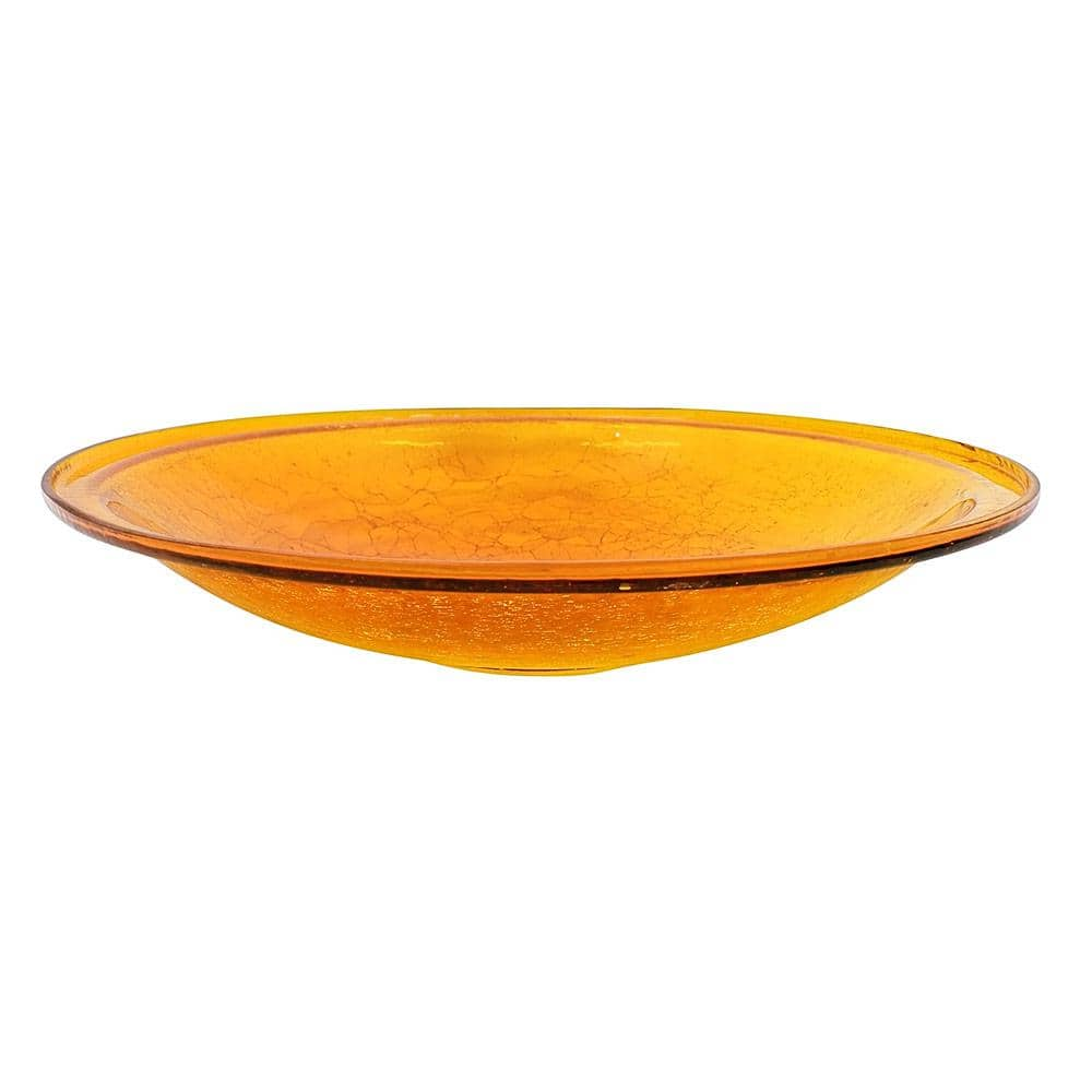 Achla Designs 14 in. Dia Mandarin Orange Reflective Crackle Glass Birdbath Bowl CGB-14M