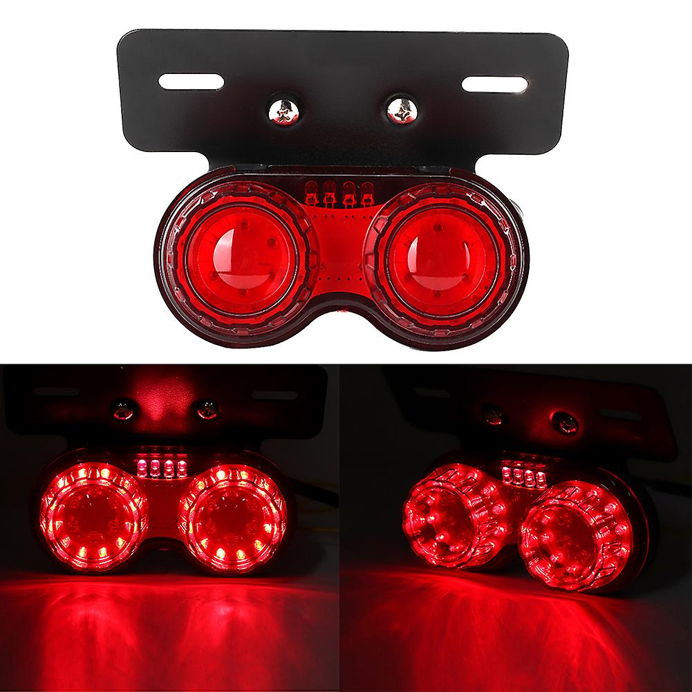 12v Round Motorcycle Led Brake Tail Light Rear Lamp Universal Modified Accessoryred Lens