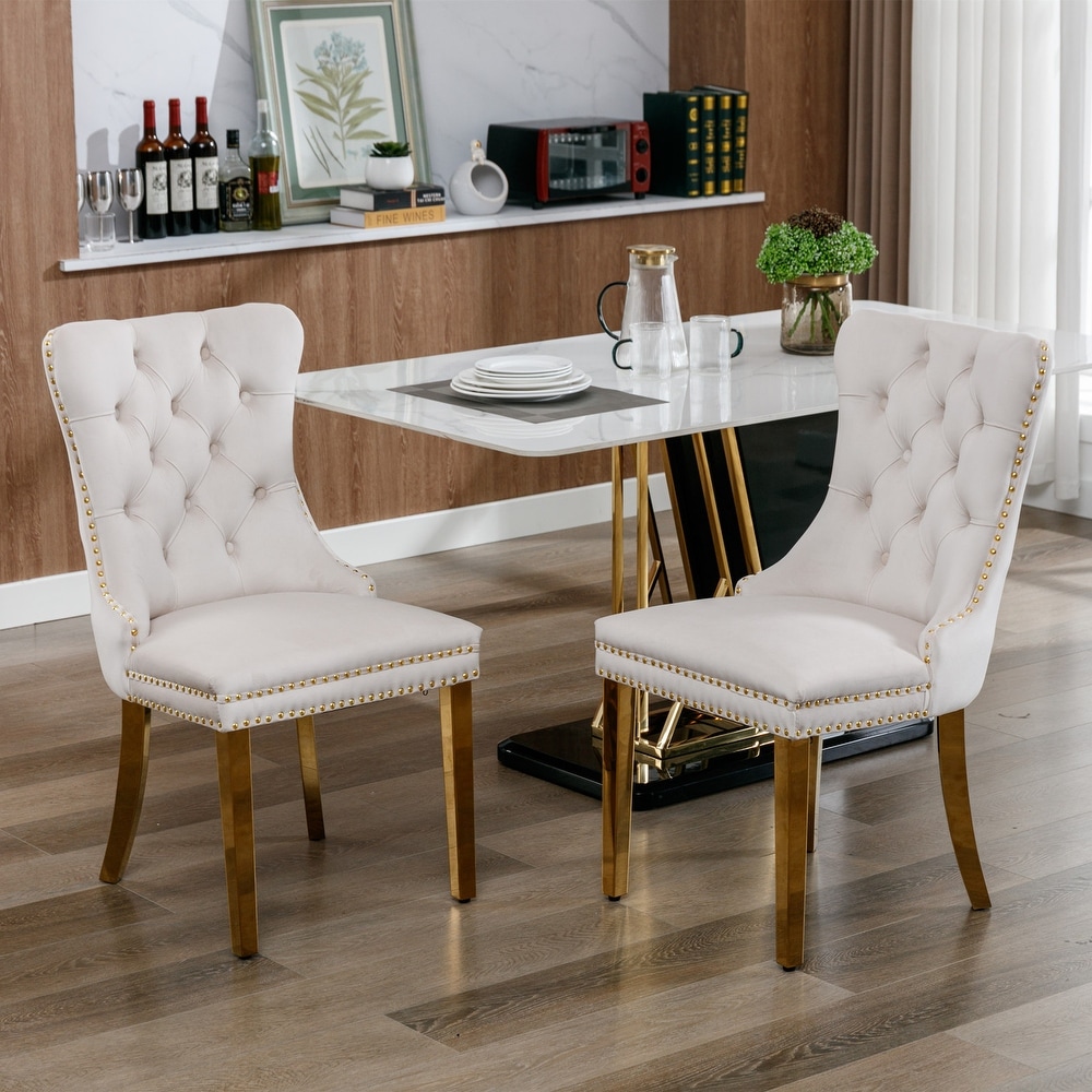 High End Tufted Solid Wood Dining Chair  Set of 2