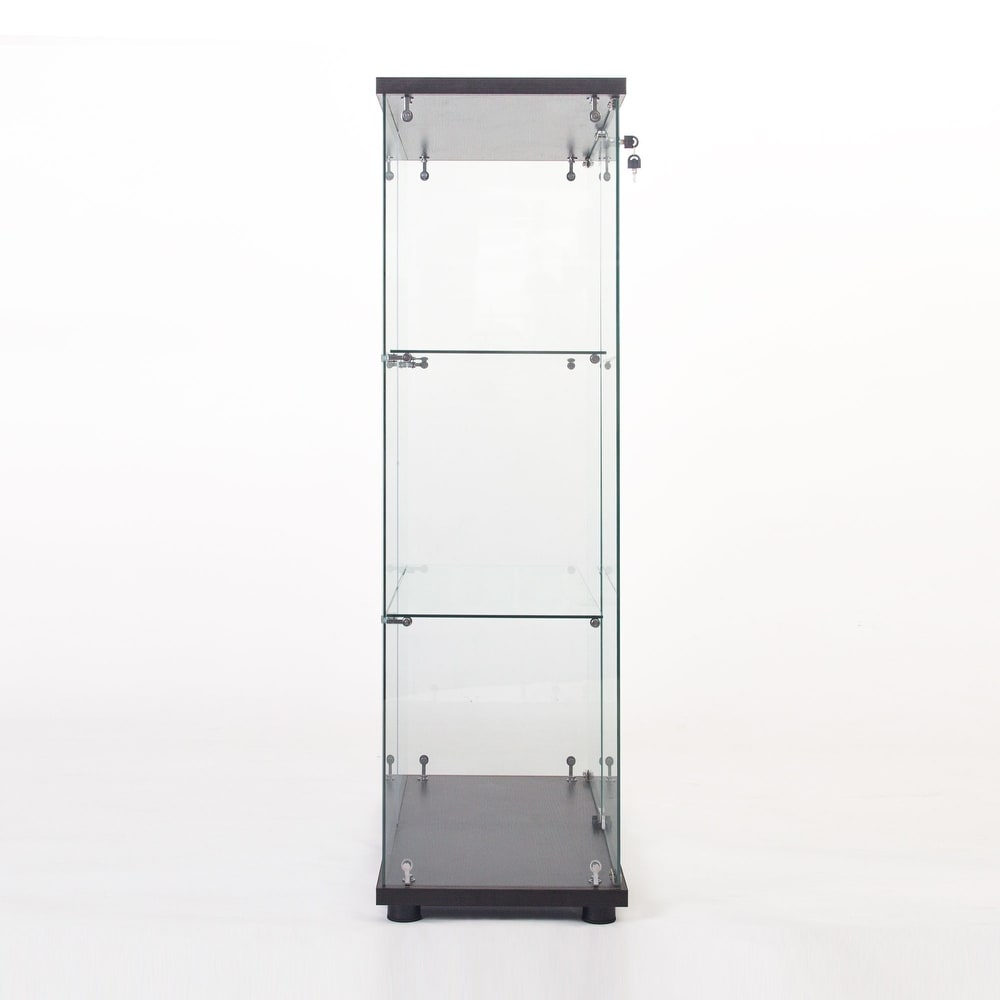 One Door Tempered Glass Display Cabinet with 3 Shelves