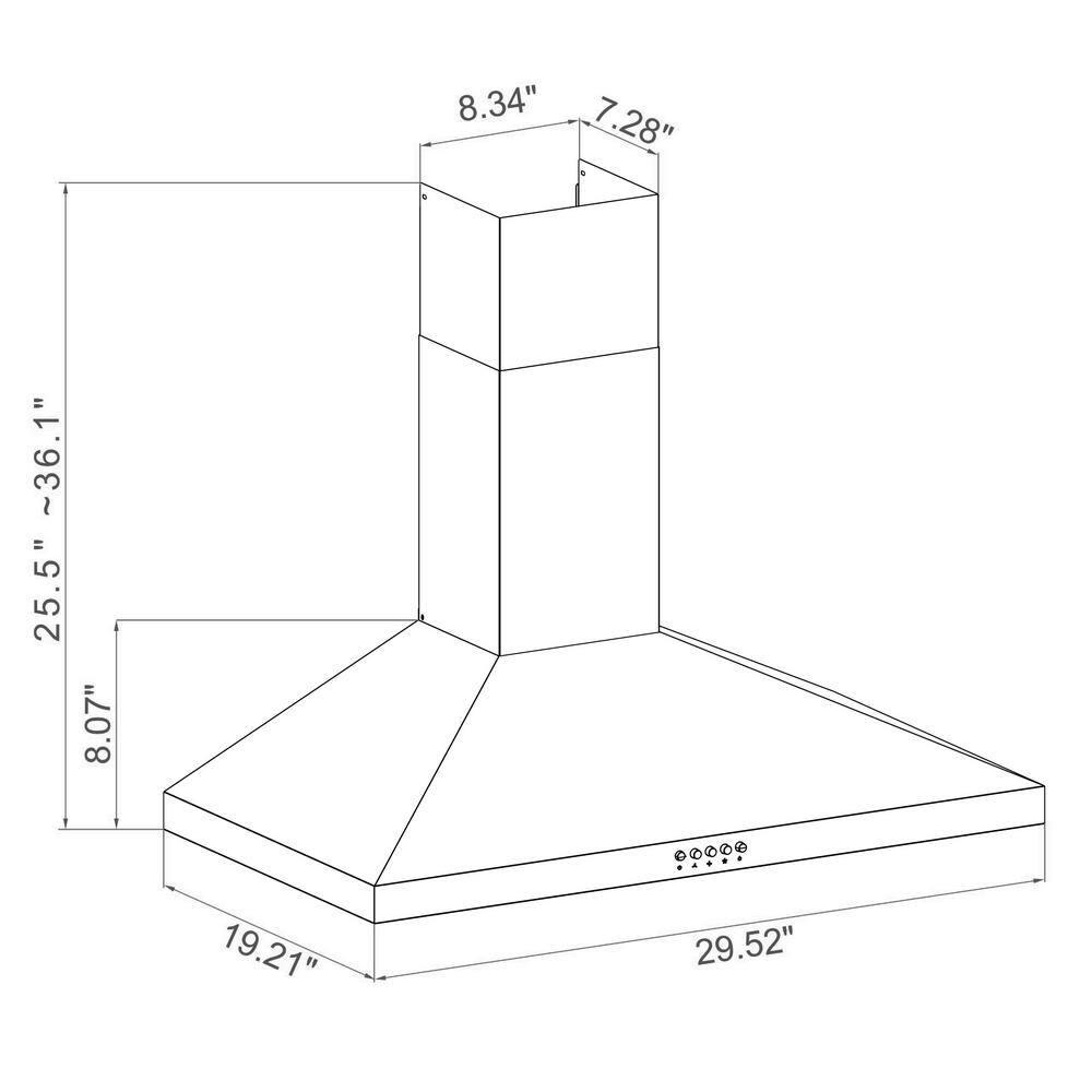 Winflo 30 in Convertible Wall Mount Range Hood in Stainless Steel with Stainless Steel Baffle Filters