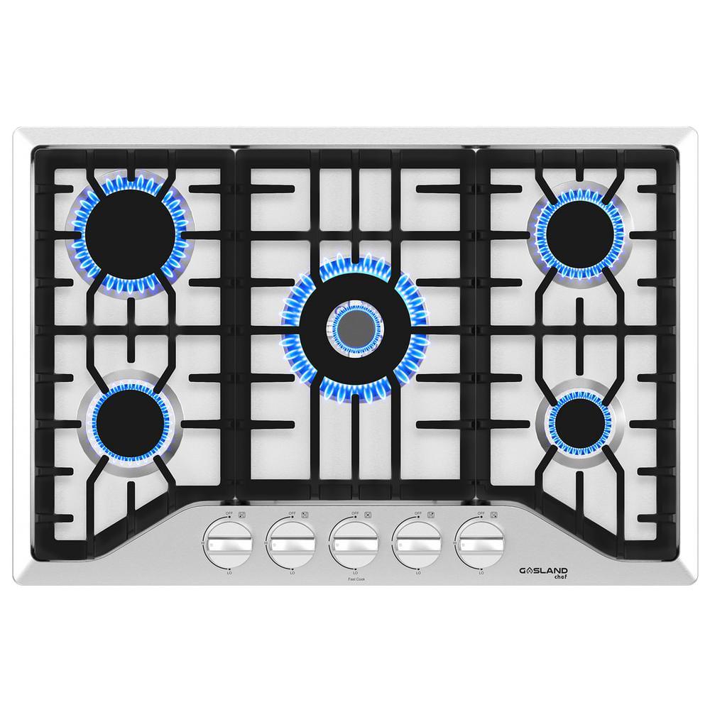 GASLAND Chef 30 in BuiltIn Gas Cooktop in Stainless Steel with 5Burner including Gas Hob DropIn Gas Cooker NGLPG Convertible