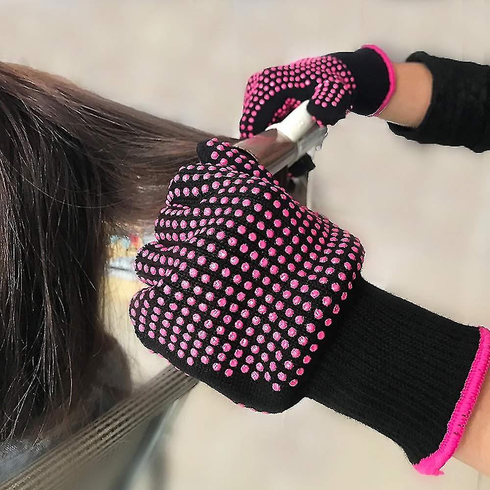 2 Professional Heat Resistant Glove Non Slip Silicone Bump For Hair Styling Heat