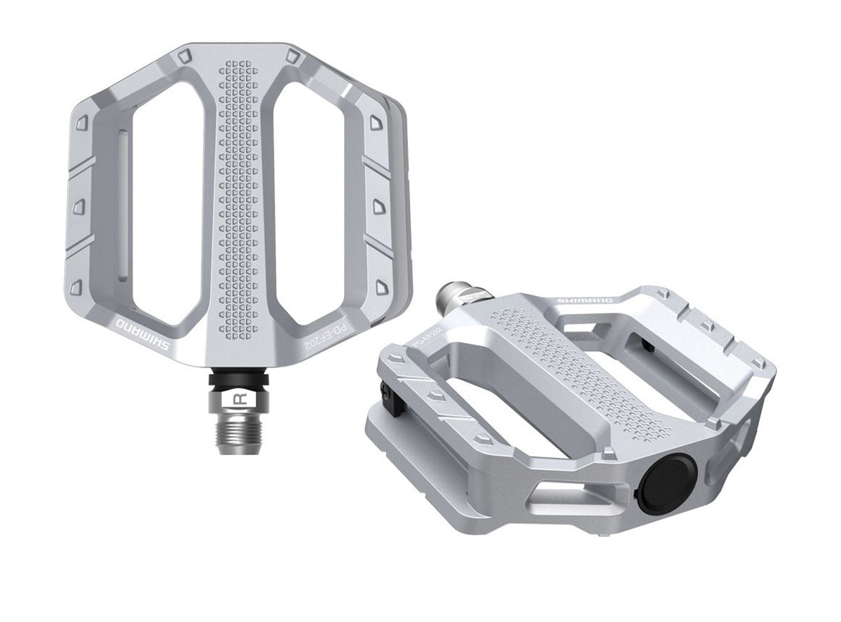 Shimano EF202 E-Bike Flat Pedals - Silver