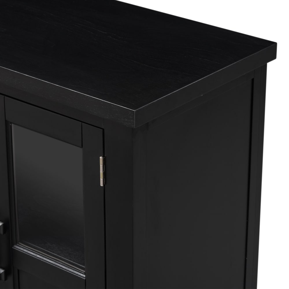 Featured Four Door Storage Cabinet Sideboard with Adjustable Shelf and Metal Handles  Tempering Glass