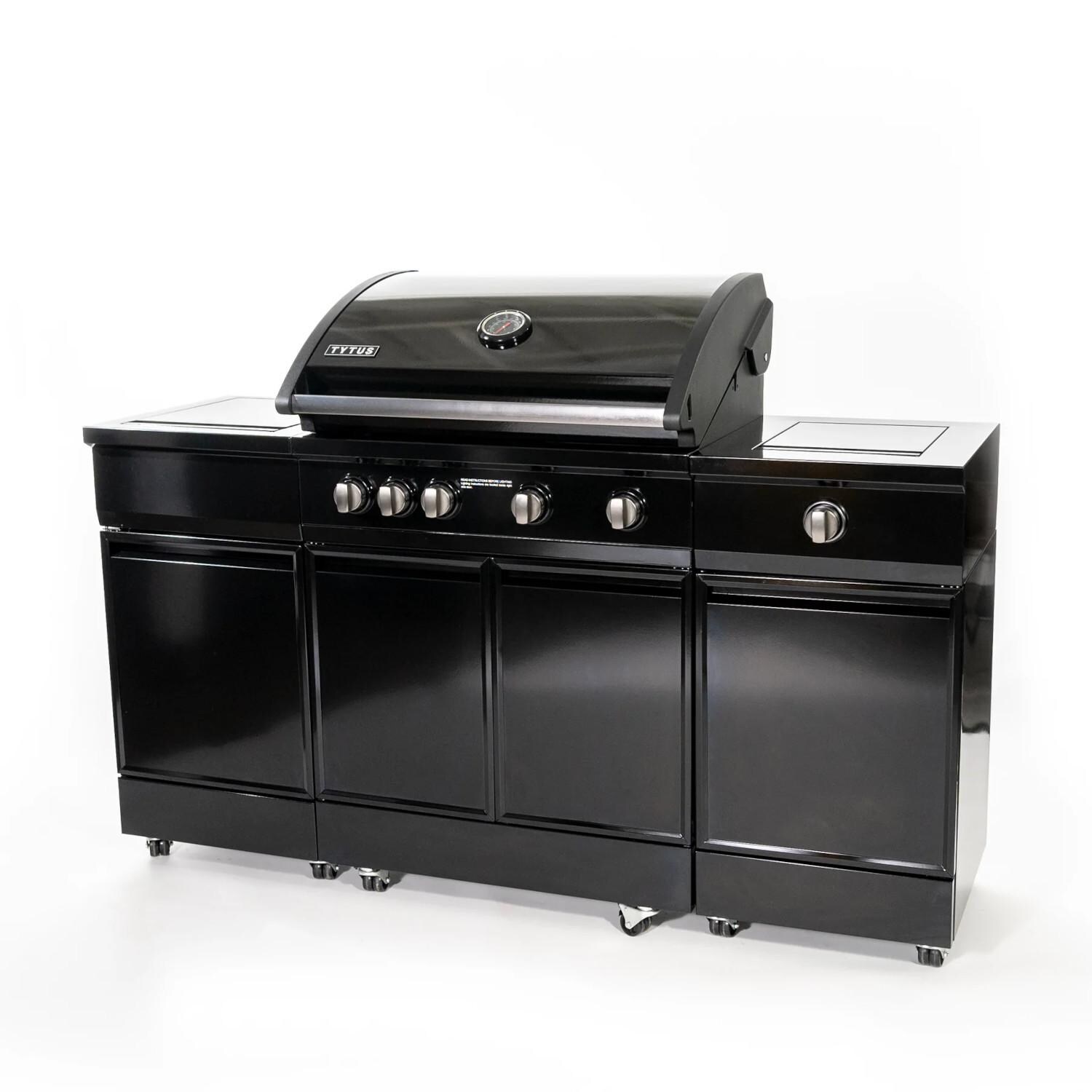 TYTUS Onyx Black 4-Burner Propane Gas Grill Island W/ Sear Burner and Ice Bucket