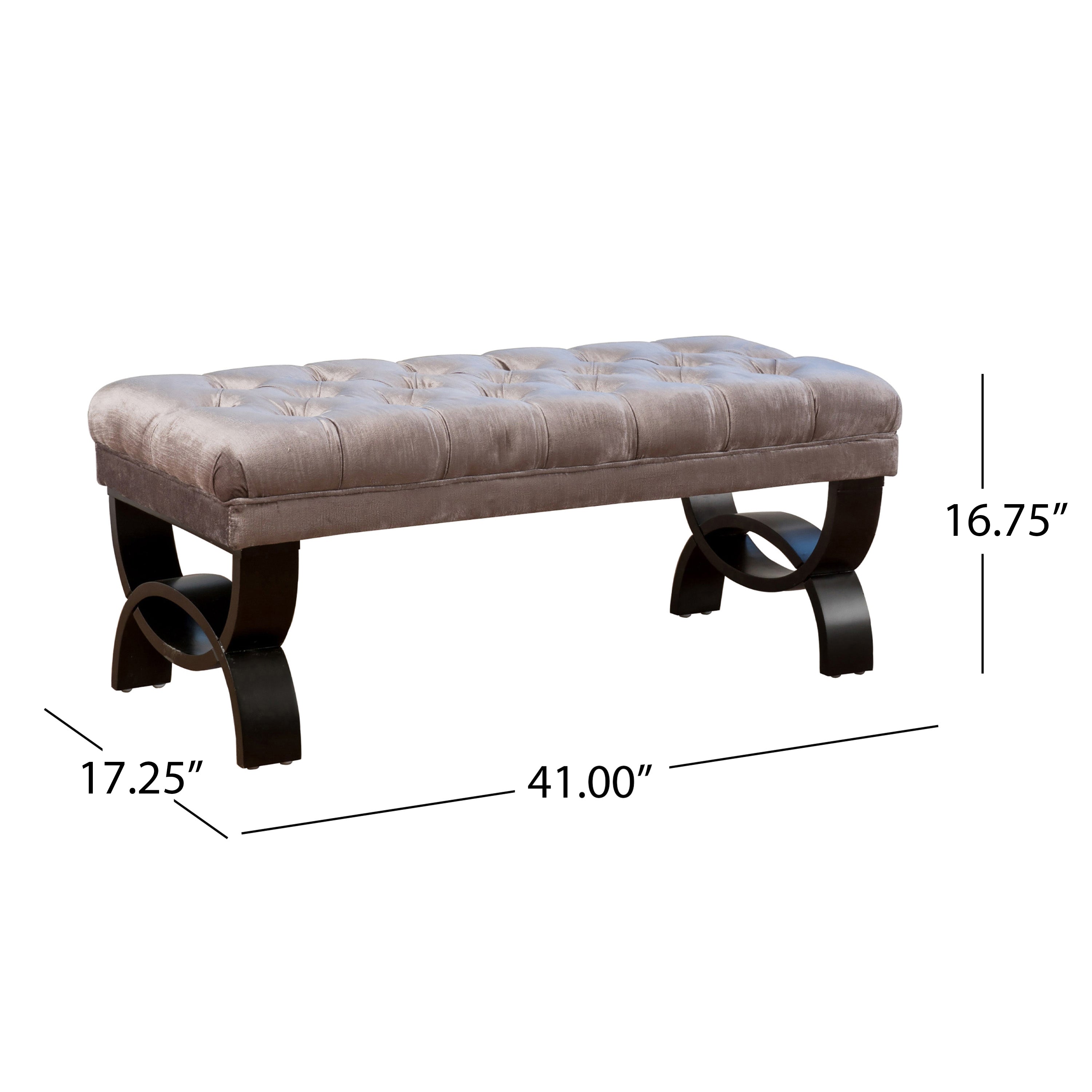 Euler Contemporary Button-Tufted Velvet Ottoman Bench