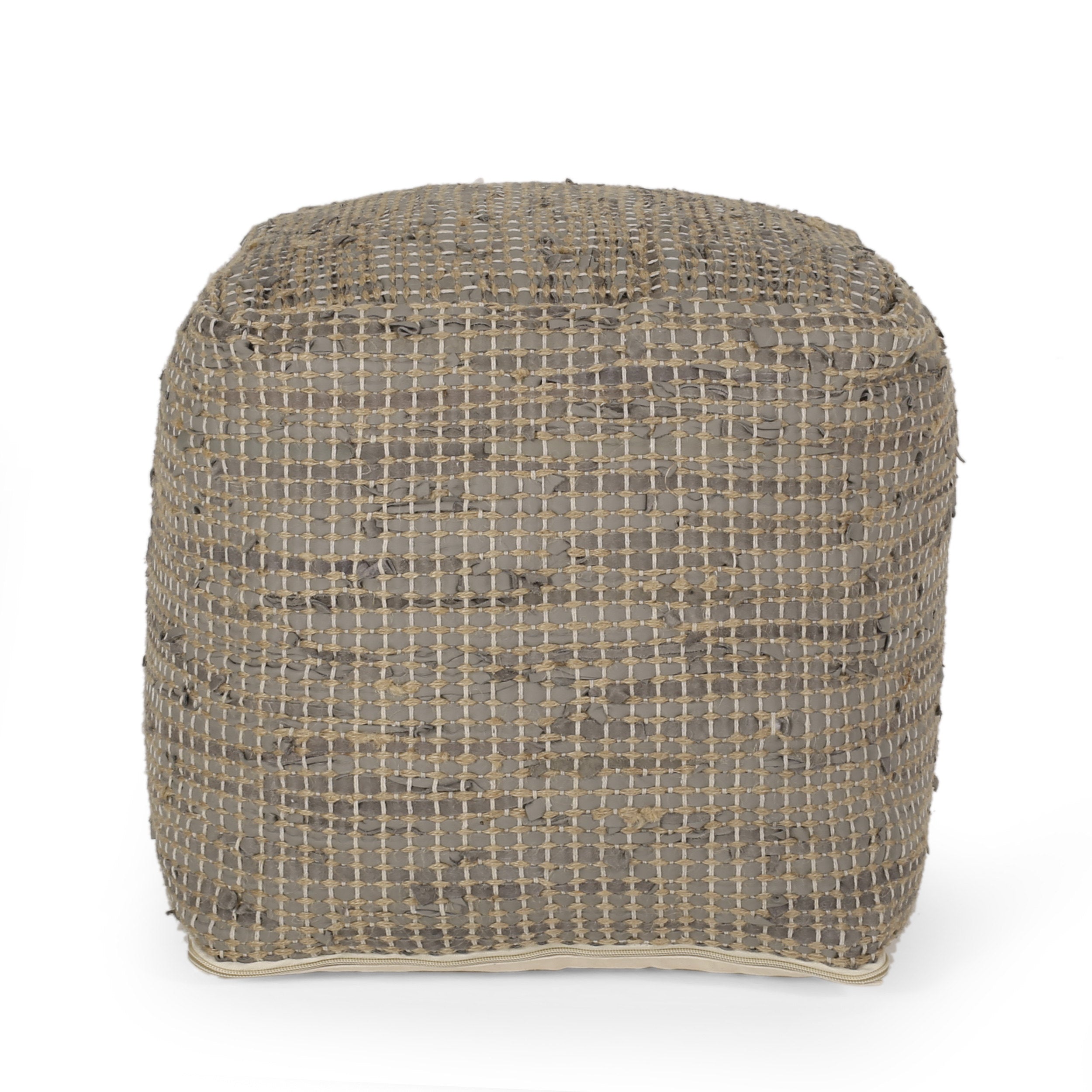 Glencoe Boho Handcrafted Fabric Cube Pouf