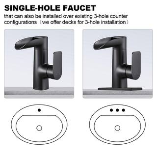 Zalerock Waterfall Single Handle Single Hole Bathroom Faucet in Matte Black WPMP003