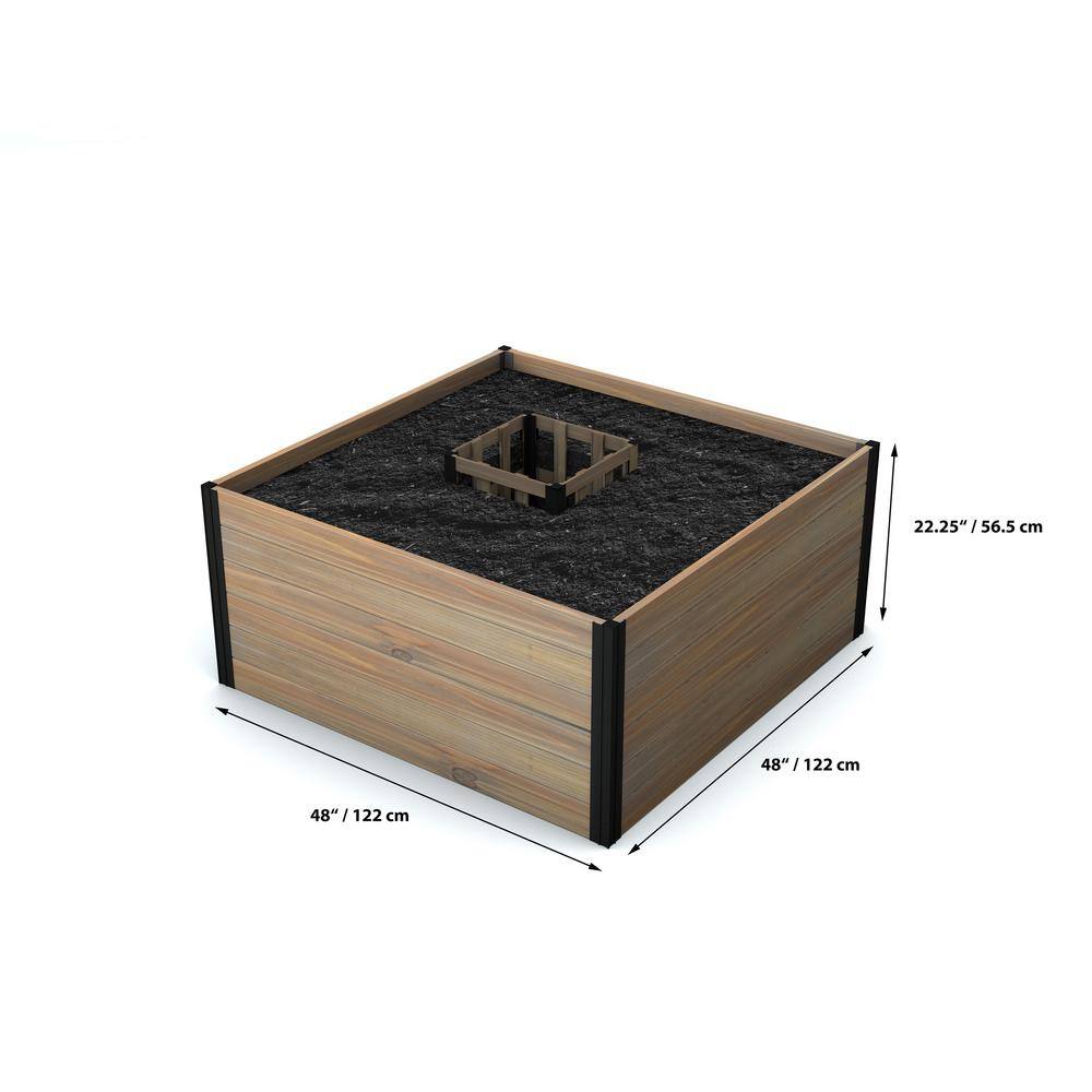 VITA Mezza 48 in. x 48 in. x 22 in. Golden Brown Wood Raised Composting Garden VT17701