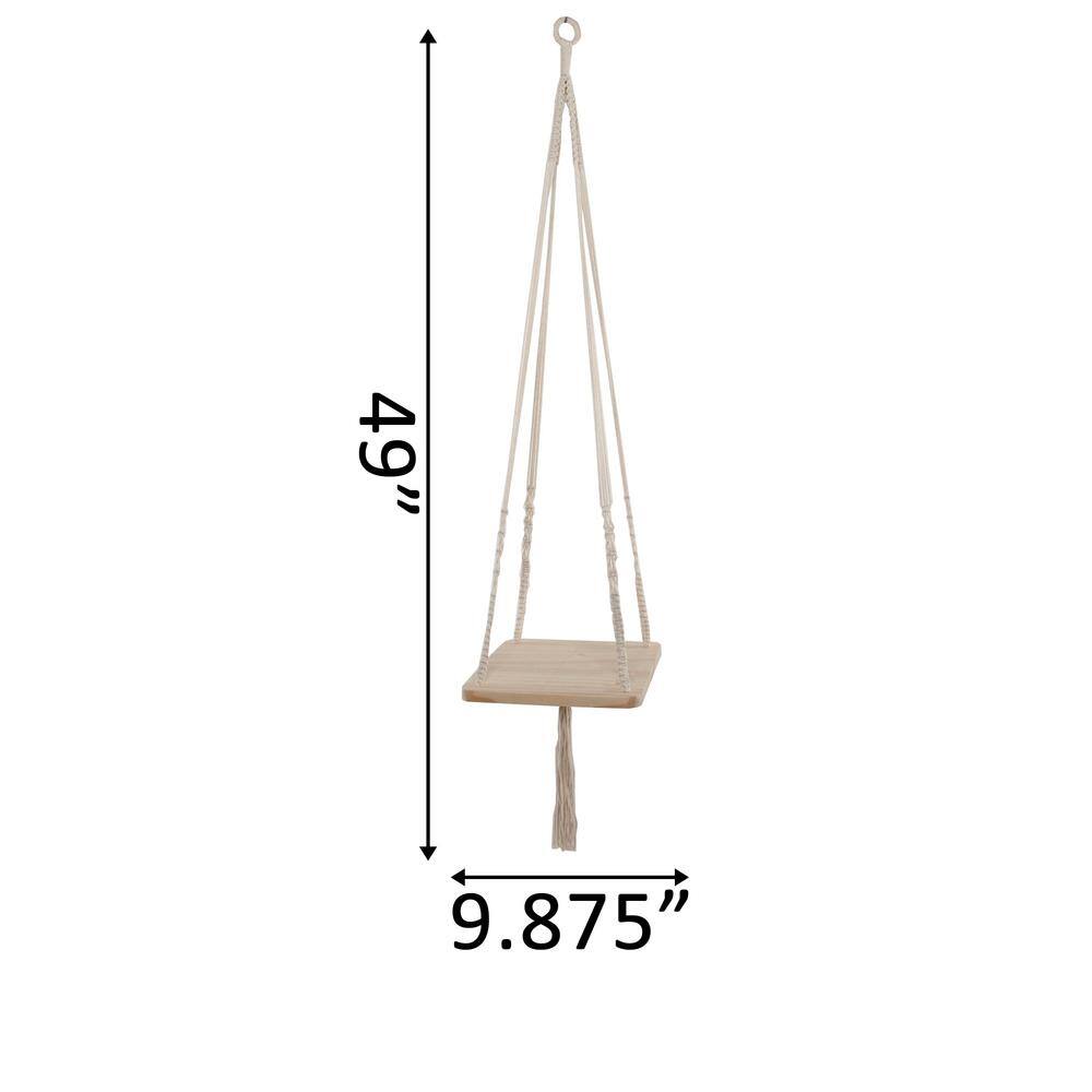 Flora Bunda 10 in. Wood Macrame Hanging Shelf NT022