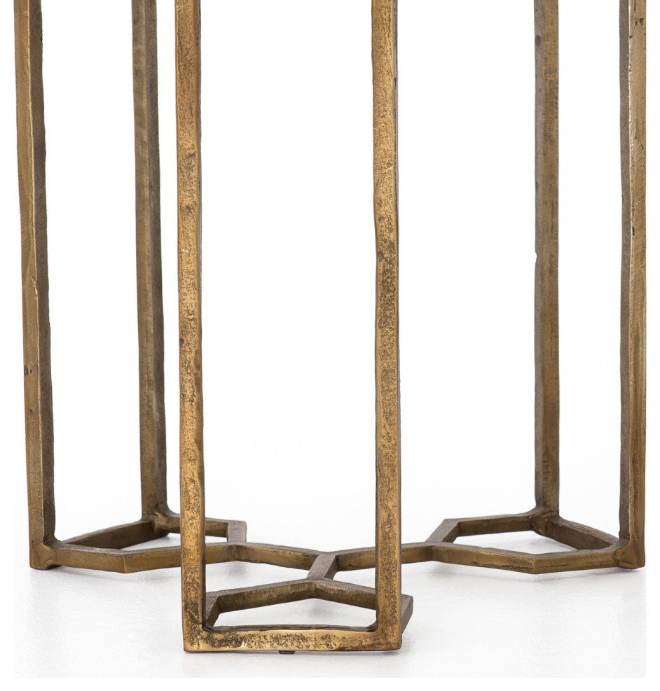 Anahid End Table Raw Brass  Polished White Marble   Modern   Side Tables And End Tables   by Virgil Stanis Design  Houzz