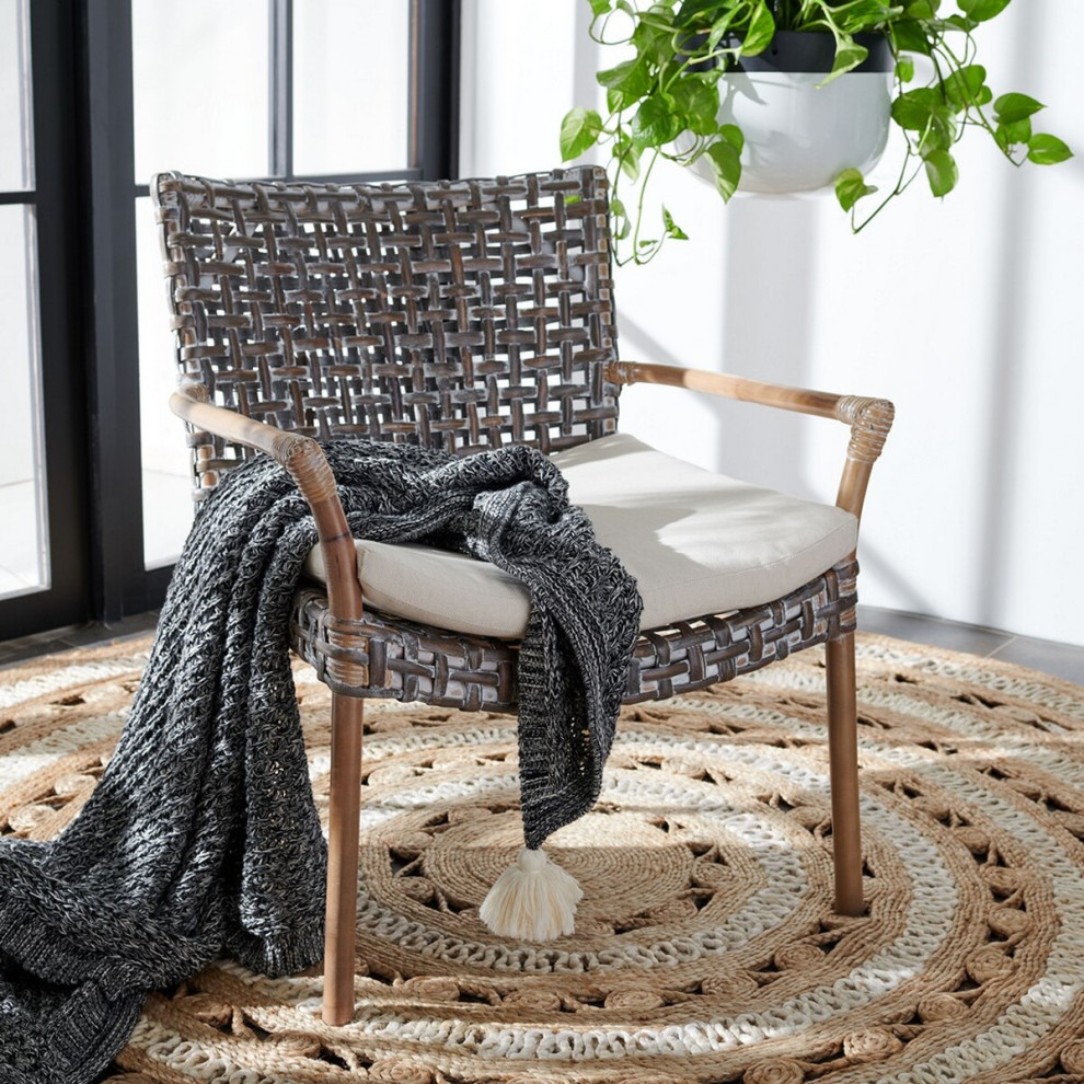 Lettie Rattan Accent Chair Grey Whitewash/White   Modern   Armchairs And Accent Chairs   by Virgil Stanis Design  Houzz