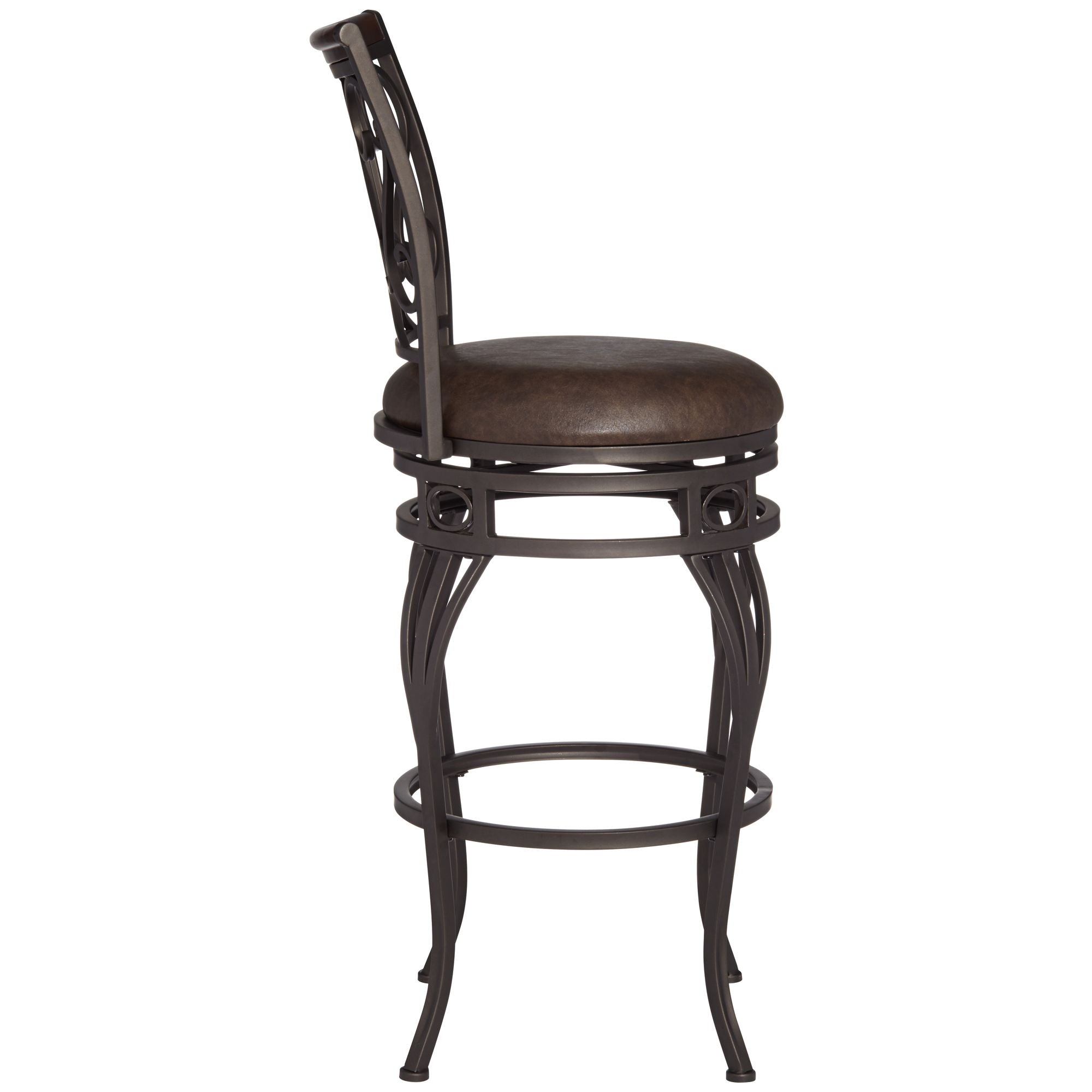 Kensington Hill Bronze Metal Swivel Bar Stool Brown 26 1/2 High Traditional with Backrest Footrest Kitchen Counter Height Island