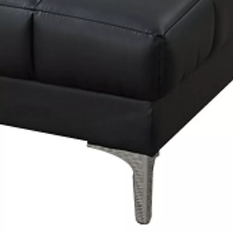 Modish Bonded Leather Ottoman In Black