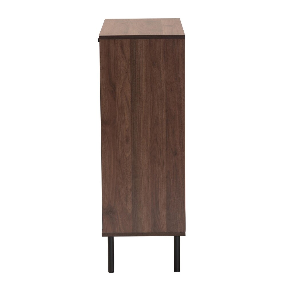 Josette Mid Century Modern Transitional Walnut Brown Finished Wood 1 Door Shoe Cabinet