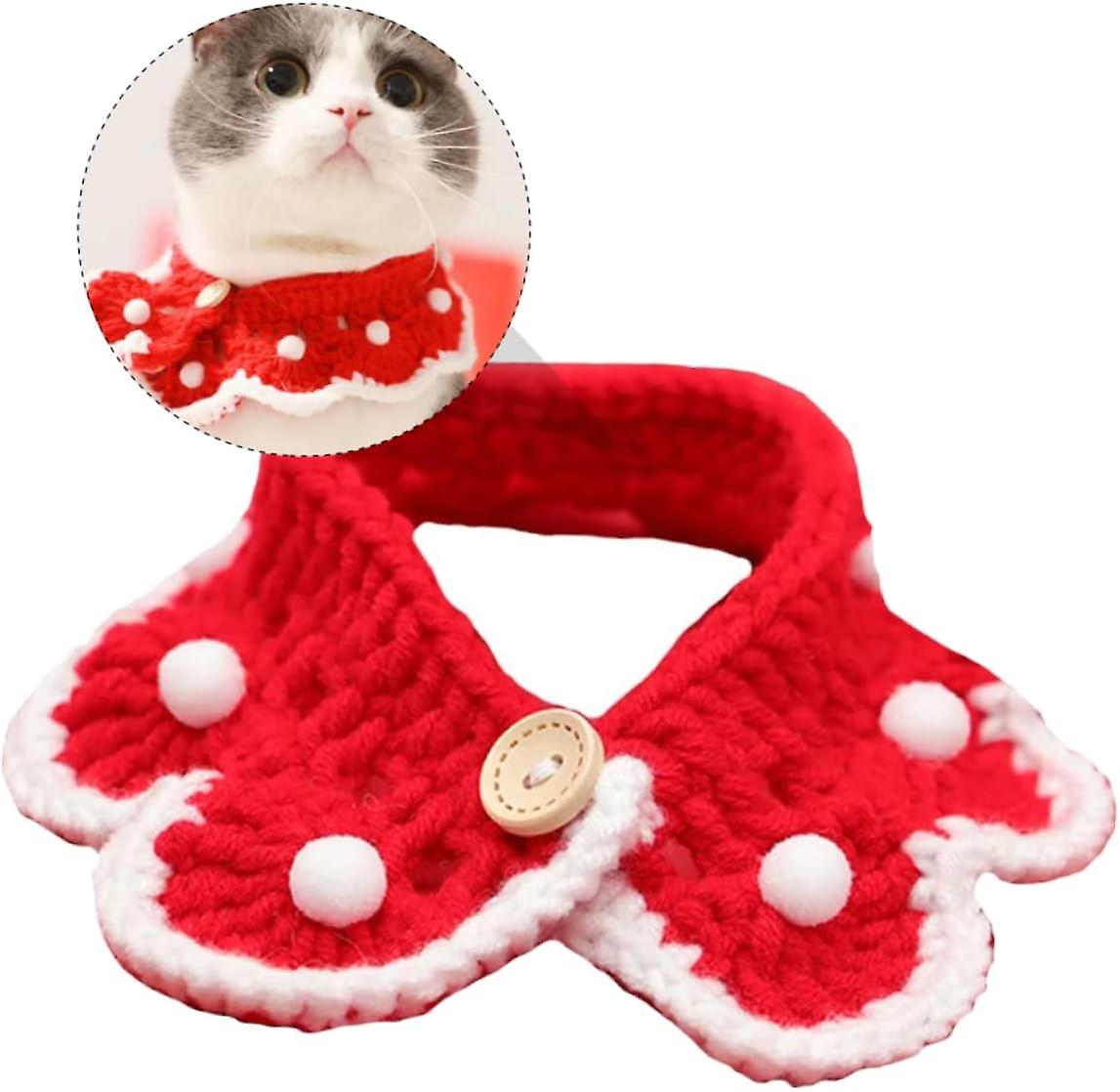 2 Pcs Pet Scarf Girls Hijab Girl Necklace Stuffer Treats Dog Collar Bandanas For Cats Dog Gifts Scarf Collar Knitting - S 20-25cm