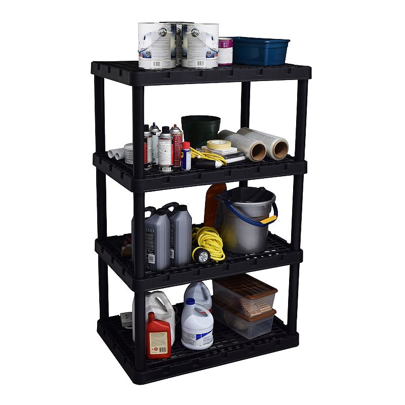 Gracious Living 4 Shelf Knect-A-Shelf Ventilated Light Duty Storage Unit， Black