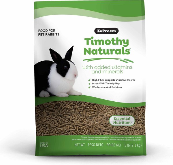 ZuPreem Timothy Naturals Adult Rabbit Food， 5-lb bag