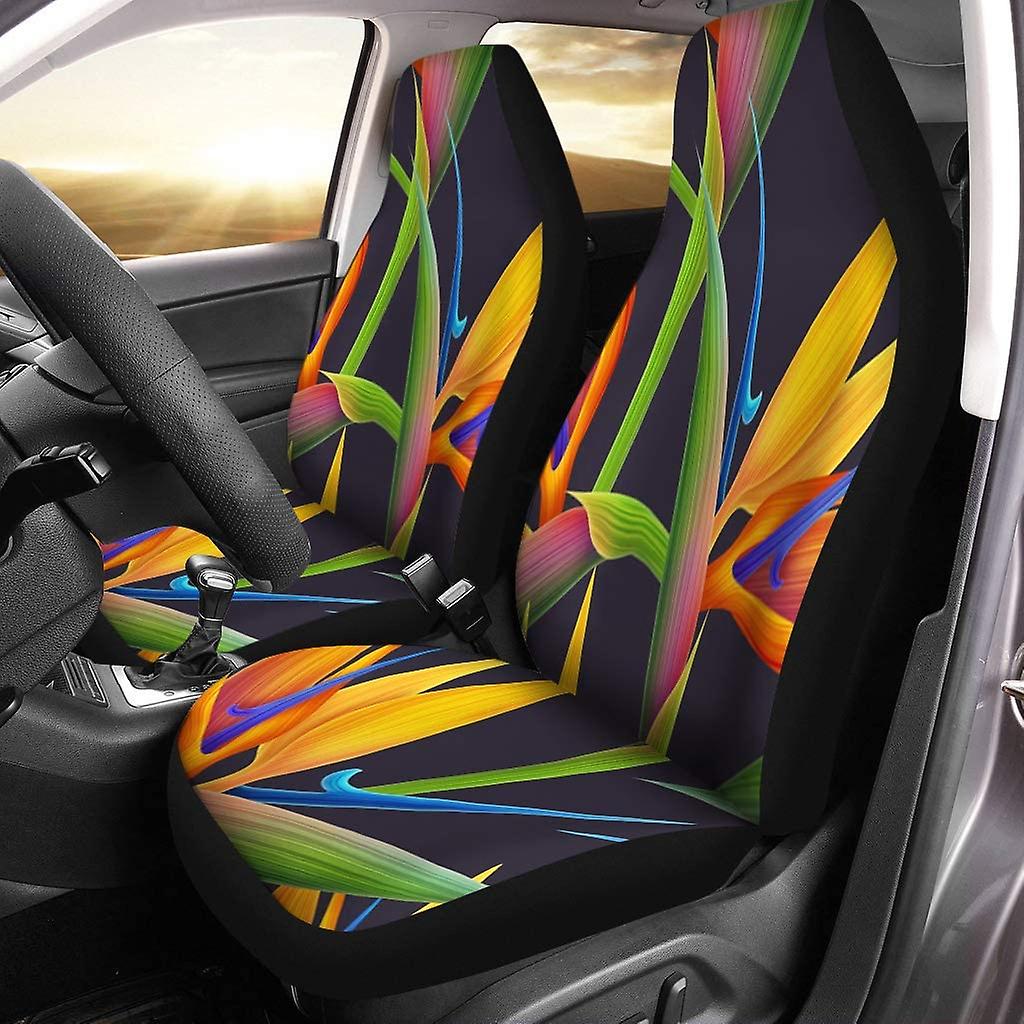 Set Of 2 Car Seat Covers Spring Time Contemporary Bird Paradise Flowers Universal Auto Front Seats Protector Fits For Car，suv Sedan，truck