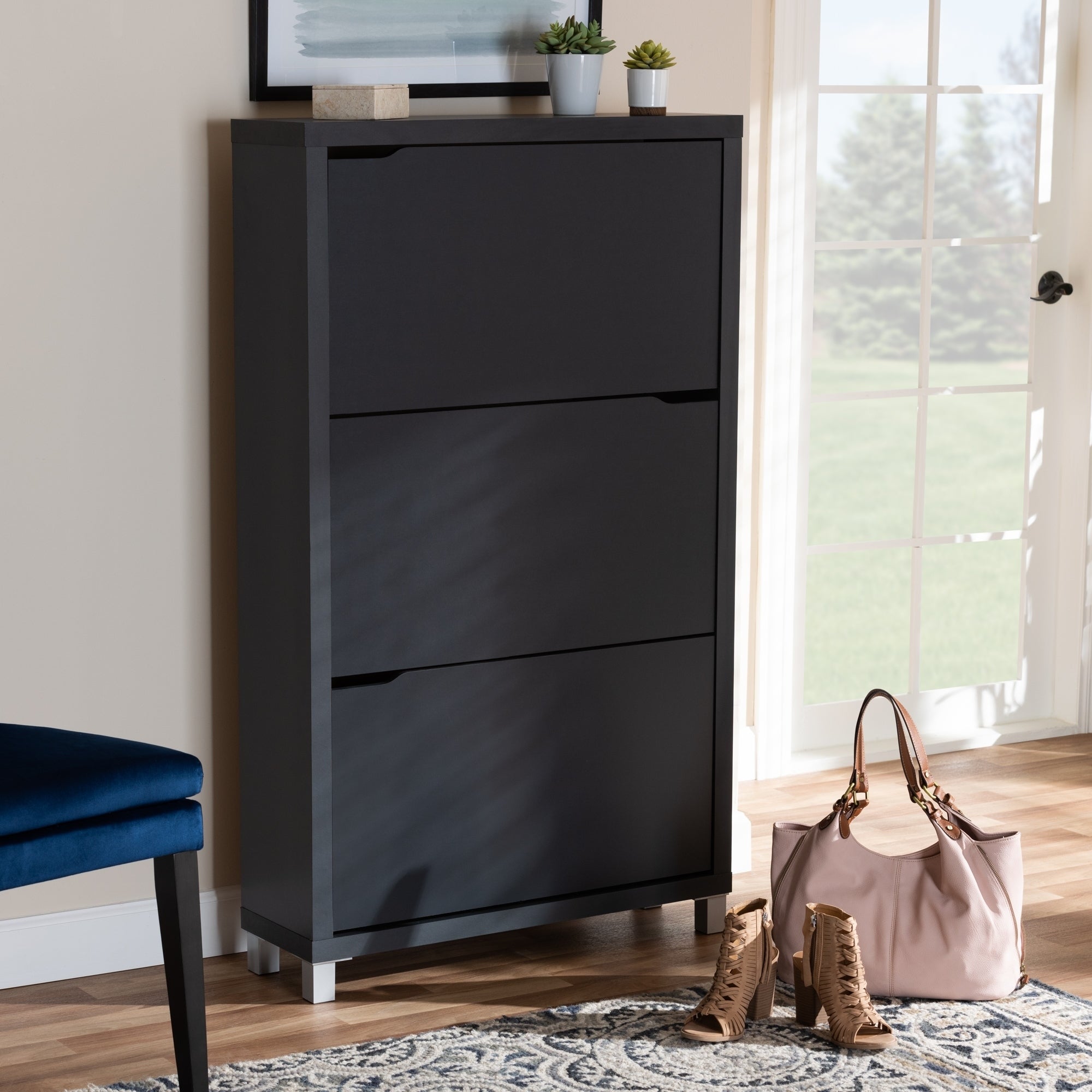 Copper Grove Zdolbuniv Dark Grey Shoe Cabinet with 6 Fold - - 28046200