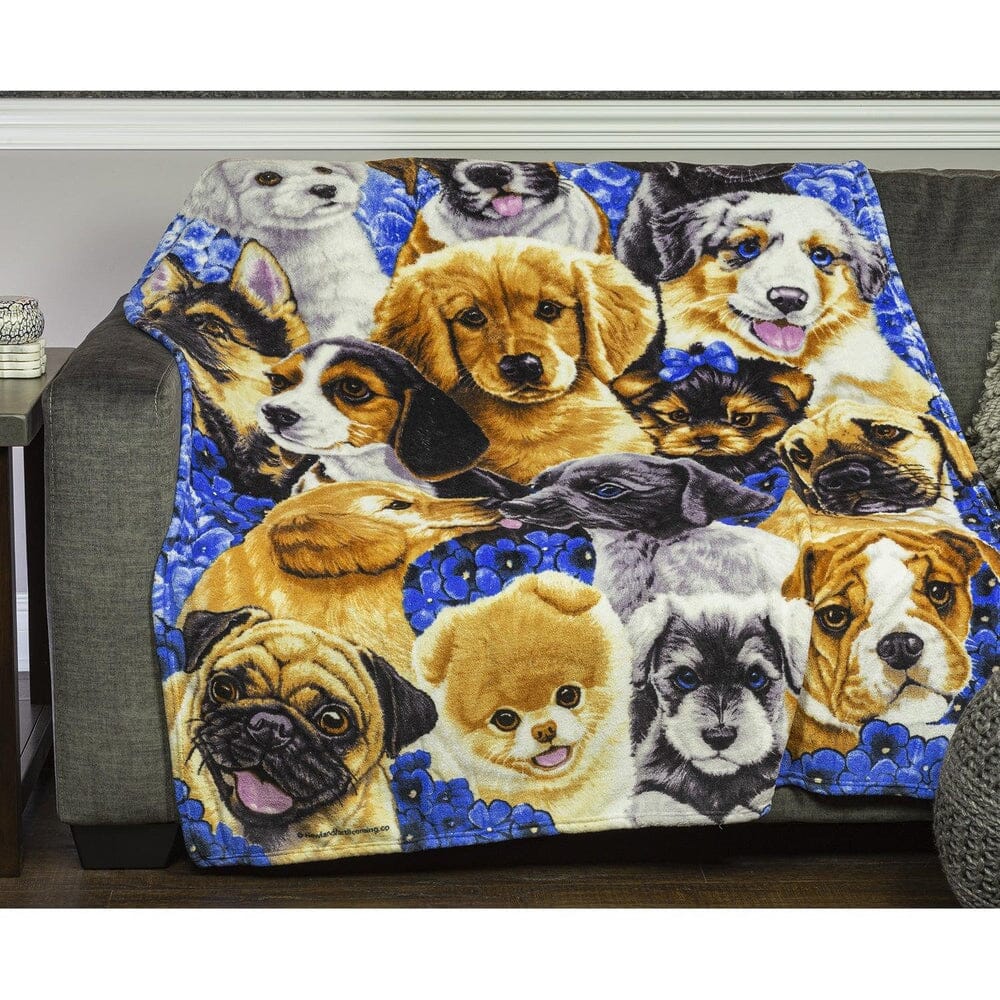 Puppy Collage Super Soft Plush Fleece Throw Blanket by Jenny Newland